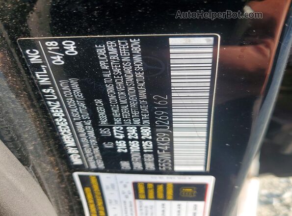55SWF4KB9JU269162 2018 MERCEDES-BENZ C Black Vista del compartimento del motor