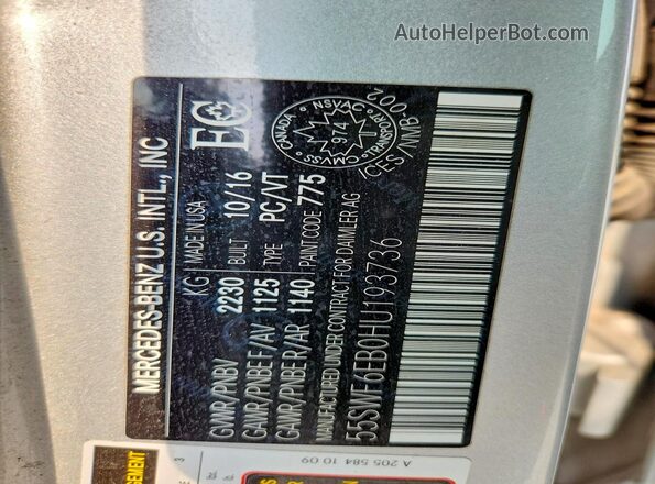 55SWF6EB0HU193736 2017 MERCEDES-BENZ C Silver Widok komory silnika