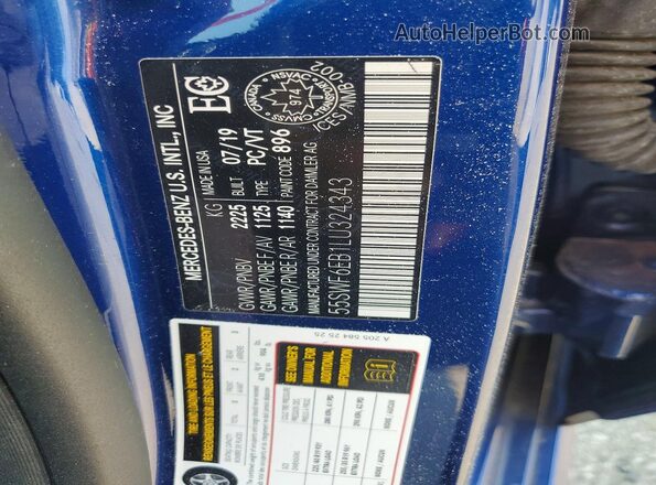 55SWF6EB1LU324343 2020 MERCEDES-BENZ C Blue ძრავის განყოფილების ხედი