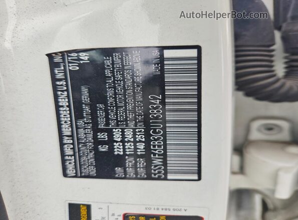 55SWF6EB3GU138342 2016 MERCEDES-BENZ C White Vista del compartimento del motor
