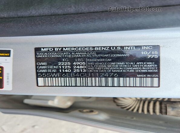 55SWF6EB4GU112476 2016 MERCEDES-BENZ C Silver ძრავის განყოფილების ხედი