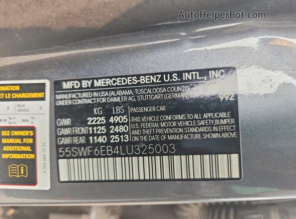 55SWF6EB4LU325003 2020 MERCEDES-BENZ C Gray Widok komory silnika
