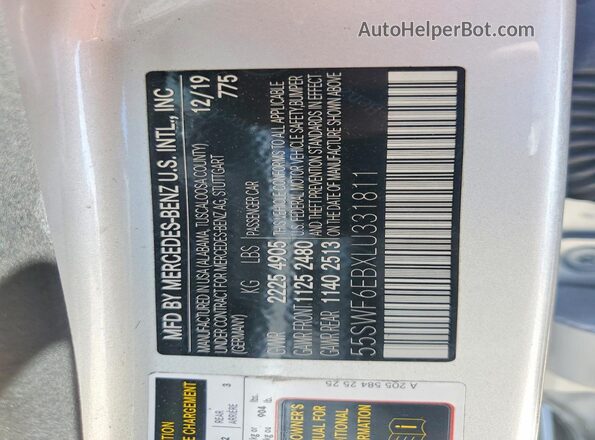 55SWF6EBXLU331811 2020 MERCEDES-BENZ C Серебряный Вид подкапотного пространства