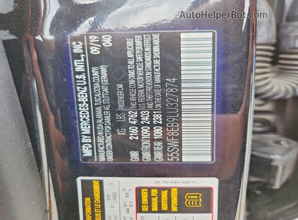 55SWF8EB9LU327874 2020 MERCEDES-BENZ C Black ძრავის განყოფილების ხედი