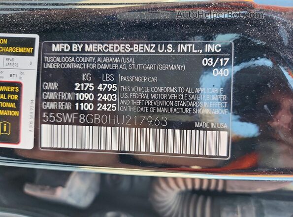 55SWF8GB0HU217963 2017 MERCEDES-BENZ C Black Շարժիչի բաժամունքի տեսք