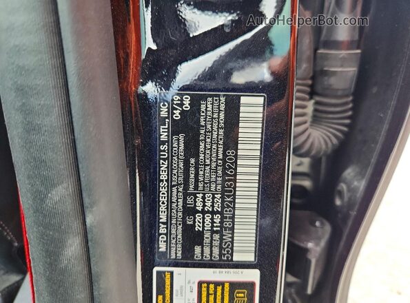 55SWF8HB2KU316208 2019 MERCEDES-BENZ C Gray Vista del compartimento del motor
