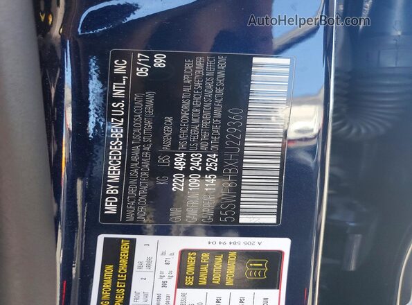 55SWF8HBXHU229360 2017 MERCEDES-BENZ C Blue Շարժիչի բաժամունքի տեսք