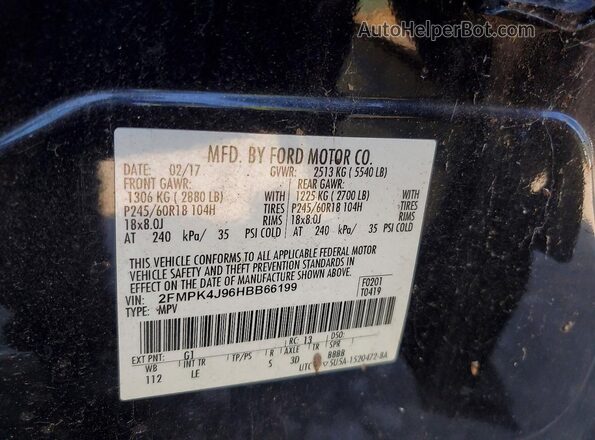 2FMPK4J96HBB66199 2017 FORD EDGE Black VIN կոդի պիտակի տեսք
