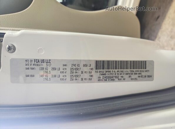 2C4RDGBG6HR776522 2017 DODGE GRAND White Սալոնի 360 աստիճան տեսք