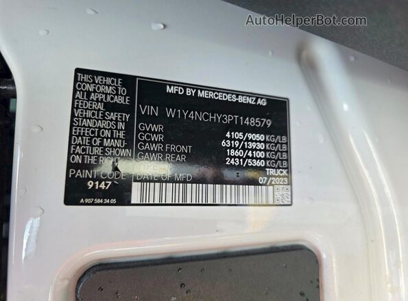W1Y4NCHY3PT148579 2023 MERCEDES-BENZ SPRINTER White Widok wnętrza z tyłu