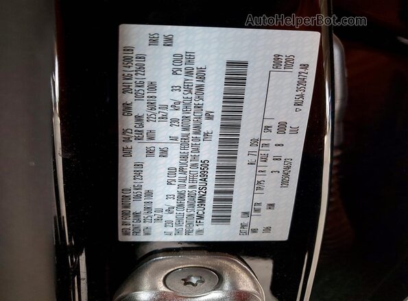 1FMCU9MN2SUA99505 2025 FORD ESCAPE Black VIN sticker view