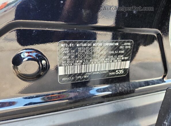 JA4AT3AA8KZ034071 2019 MITSUBISHI ECLIPSE Black Widok naklejki z numerem VIN