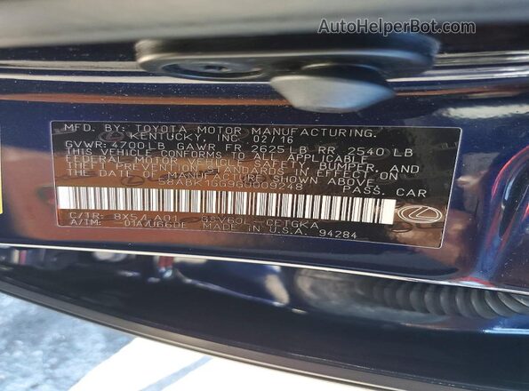 58ABK1GG9GU009248 2016 LEXUS ES Blue Շարժիչի բաժամունքի տեսք