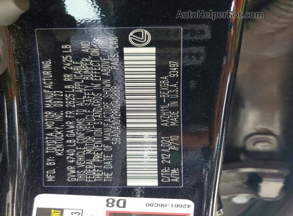 58ADA1C12RU040888 2024 LEXUS ES Black VIN կոդի պիտակի տեսք