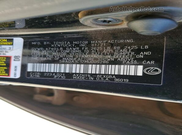 58ADA1C17MU005286 2021 LEXUS ES Черный Вид подкапотного пространства