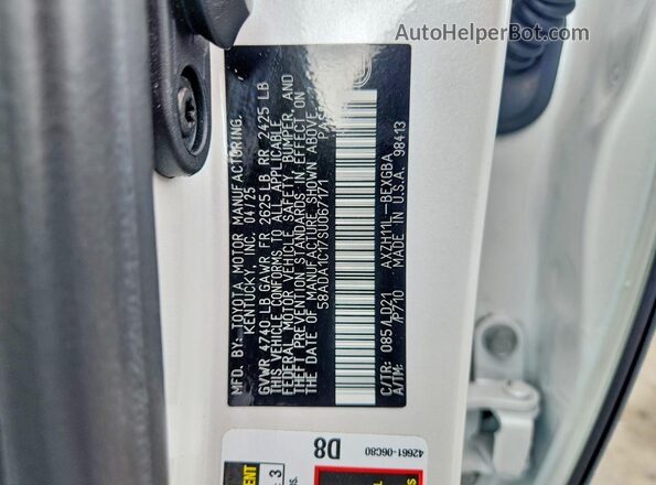58ADA1C17SU067171 2025 LEXUS ES White ძრავის განყოფილების ხედი