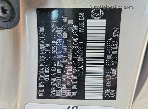 58ADZ1B10MU082981 2021 LEXUS ES Silver Engine compartment view