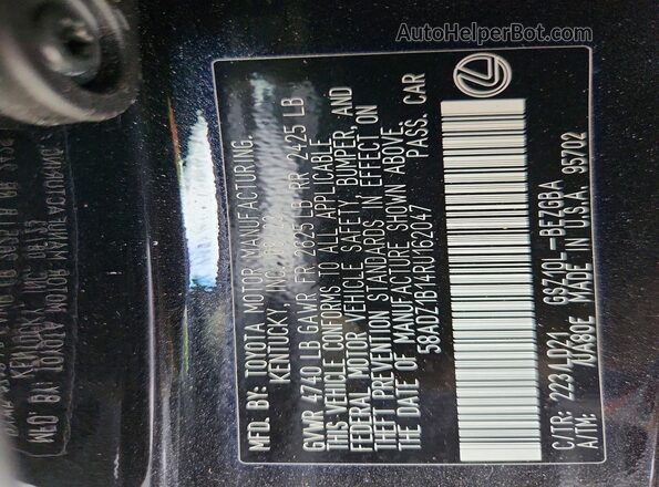 58ADZ1B14RU162047 2024 LEXUS ES Black Widok komory silnika