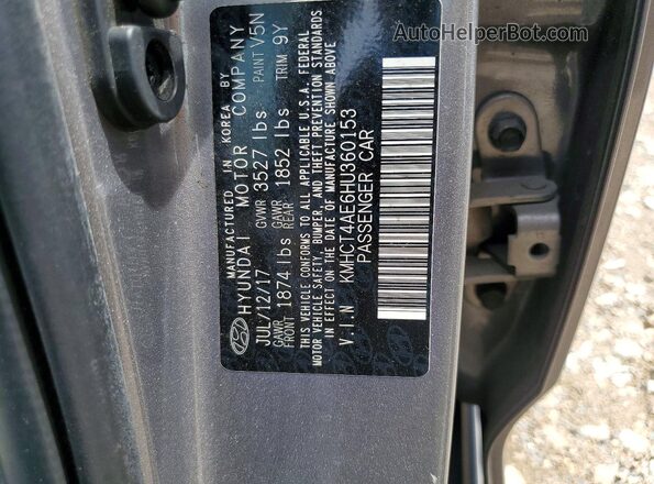 KMHCT4AE6HU360153 2017 HYUNDAI ACCENT Бежевый Вид наклейки с VIN-кодом