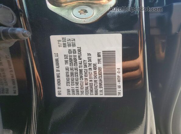 5FNRL6H73LB026651 2020 HONDA ODYSSEY Black Widok naklejki z numerem VIN