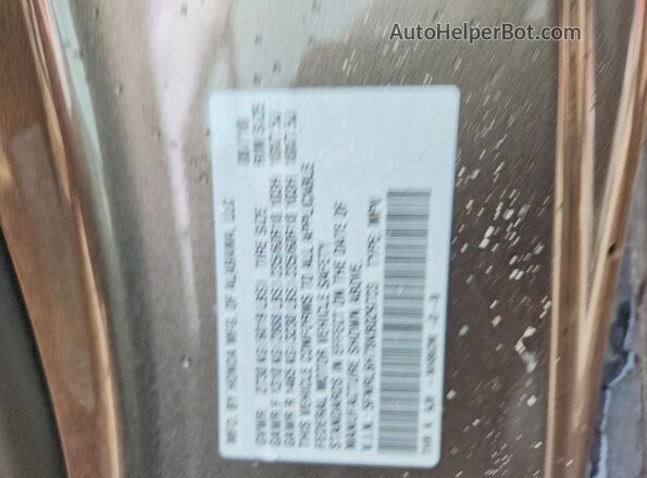 5FNRL6H78KB029723 2019 HONDA ODYSSEY Gray VIN կոդի պիտակի տեսք
