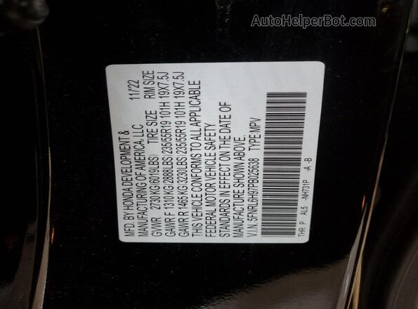 5FNRL6H97PB025638 2023 HONDA ODYSSEY Black VIN sticker view