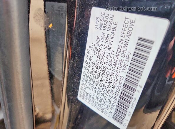 5FNYG2H43SB024010 2025 HONDA PILOT Black Widok komory silnika