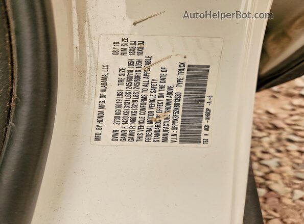 5FPYK3F52KB013930 2019 HONDA RIDGELINE White Widok komory silnika