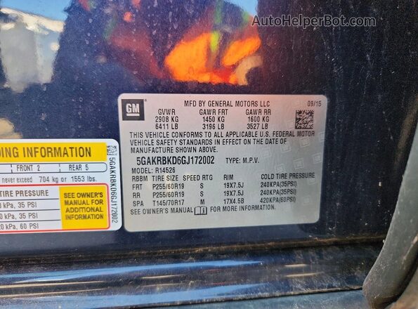 5GAKRBKD6GJ172002 2016 BUICK ENCLAVE Blue Widok komory silnika