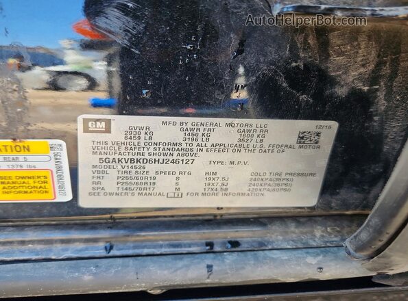 5GAKVBKD6HJ246127 2017 BUICK ENCLAVE Black VIN sticker view