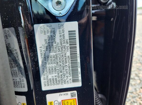 5J6RS5H86TL015284 2026 HONDA CR-V Black Widok naklejki z numerem VIN