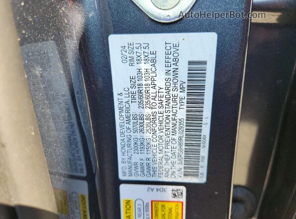 5J6RS6H89RL029355 2024 HONDA CR-V Gray VIN კოდის სტიკერის ხედი