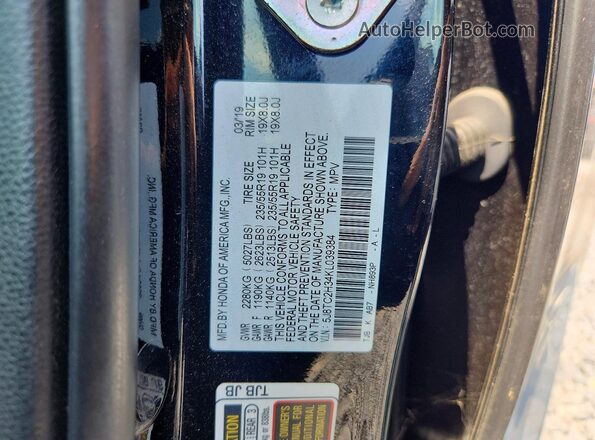 5J8TC2H34KL039384 2019 ACURA RDX Black Շարժիչի բաժամունքի տեսք