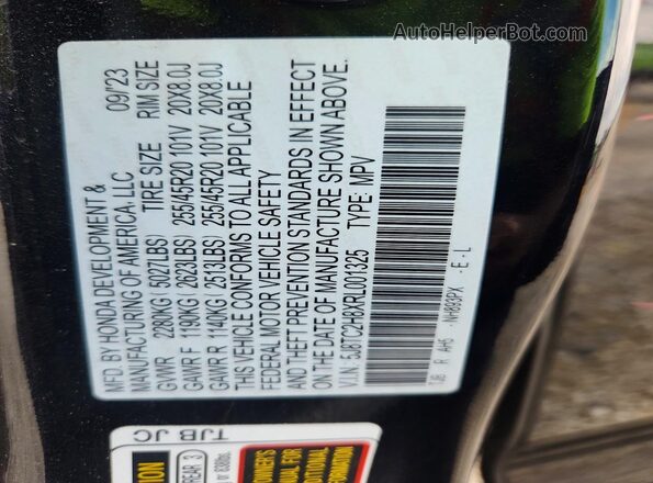 5J8TC2H8XRL001325 2024 ACURA RDX Black Widok wnętrza 360 stopni