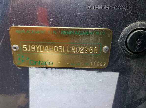 5J8YD4H03LL802968 2020 ACURA MDX Gray Շարժիչի բաժամունքի տեսք