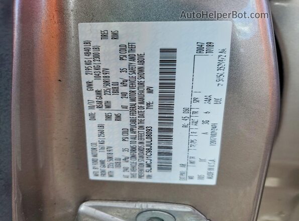 5LMCJ1C98JUL08093 2018 LINCOLN MKC Beige VIN sticker view