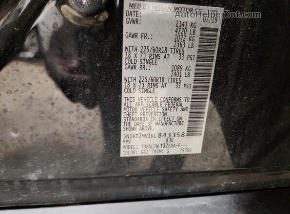 5N1AT2MV1KC843358 2019 NISSAN ROGUE Black VIN sticker view