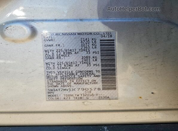 5N1AT2MV3JC790578 2018 NISSAN ROGUE Silver Вид підкапотного простору