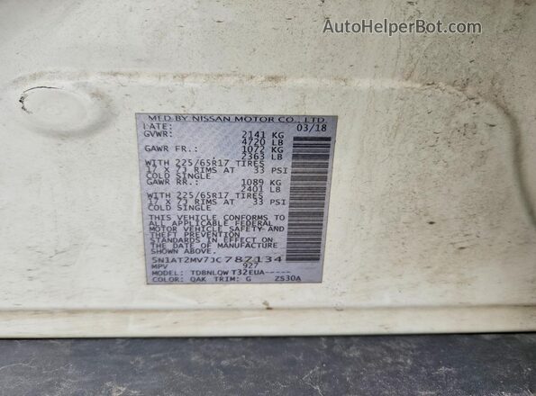 5N1AT2MV7JC787134 2018 NISSAN ROGUE Black Widok wnętrza 360 stopni