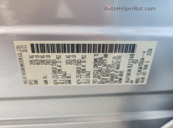 5N1AT3BB3MC821248 2021 NISSAN ROGUE Silver VIN sticker view