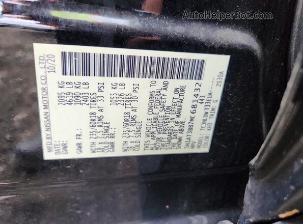 5N1AT3BB7MC681432 2021 NISSAN ROGUE Black VIN sticker view