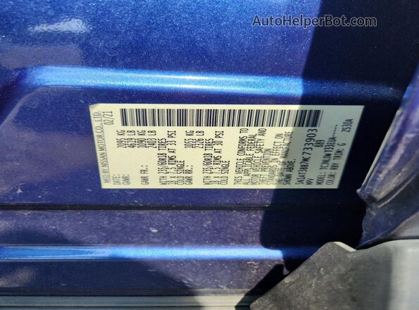 5N1AT3BB7MC733903 2021 NISSAN ROGUE Blue Вид наклейки з VIN-кодом