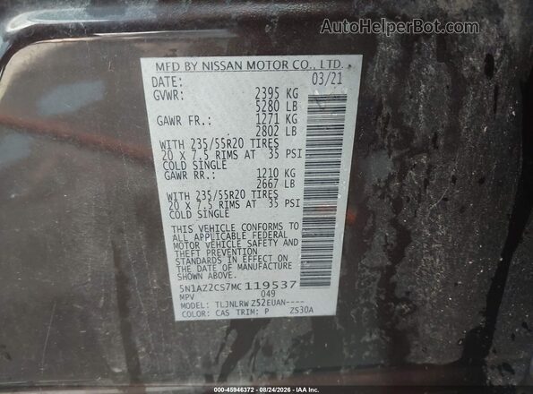5N1AZ2CS7MC119537 2021 NISSAN MURANO Бордовый Вид подкапотного пространства