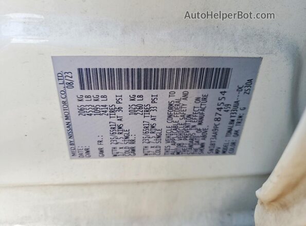 5N1BT3AA9PC874554 2023 NISSAN ROGUE Белый Вид наклейки с VIN-кодом