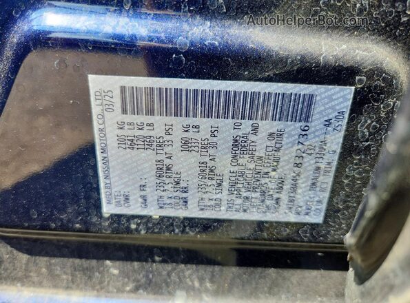 5N1BT3BA4SC832736 2025 NISSAN ROGUE Синий Панорамный вид салона 360°