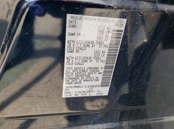 5N1DL0MN6LC514609 2020 INFINITI QX60 Blue Vista de la etiqueta del VIN