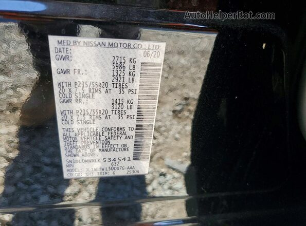 5N1DL0MNXLC534541 2020 INFINITI QX60 Black 360 interior view