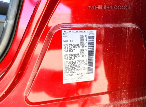 5N1DR2BN2LC622495 2020 NISSAN PATHFINDER Красный Вид подкапотного пространства
