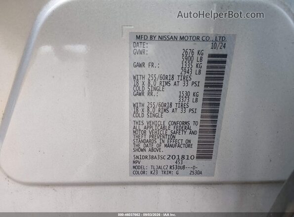 5N1DR3BA3SC201810 2025 NISSAN PATHFINDER Серебряный Вид подкапотного пространства