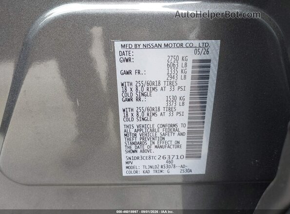 5N1DR3CE8TC263710 2026 NISSAN PATHFINDER Gray ძრავის განყოფილების ხედი